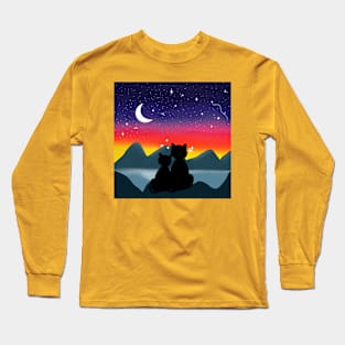 Moonlit Love Cats: A Valentine's Day Affair Long Sleeve T-Shirt